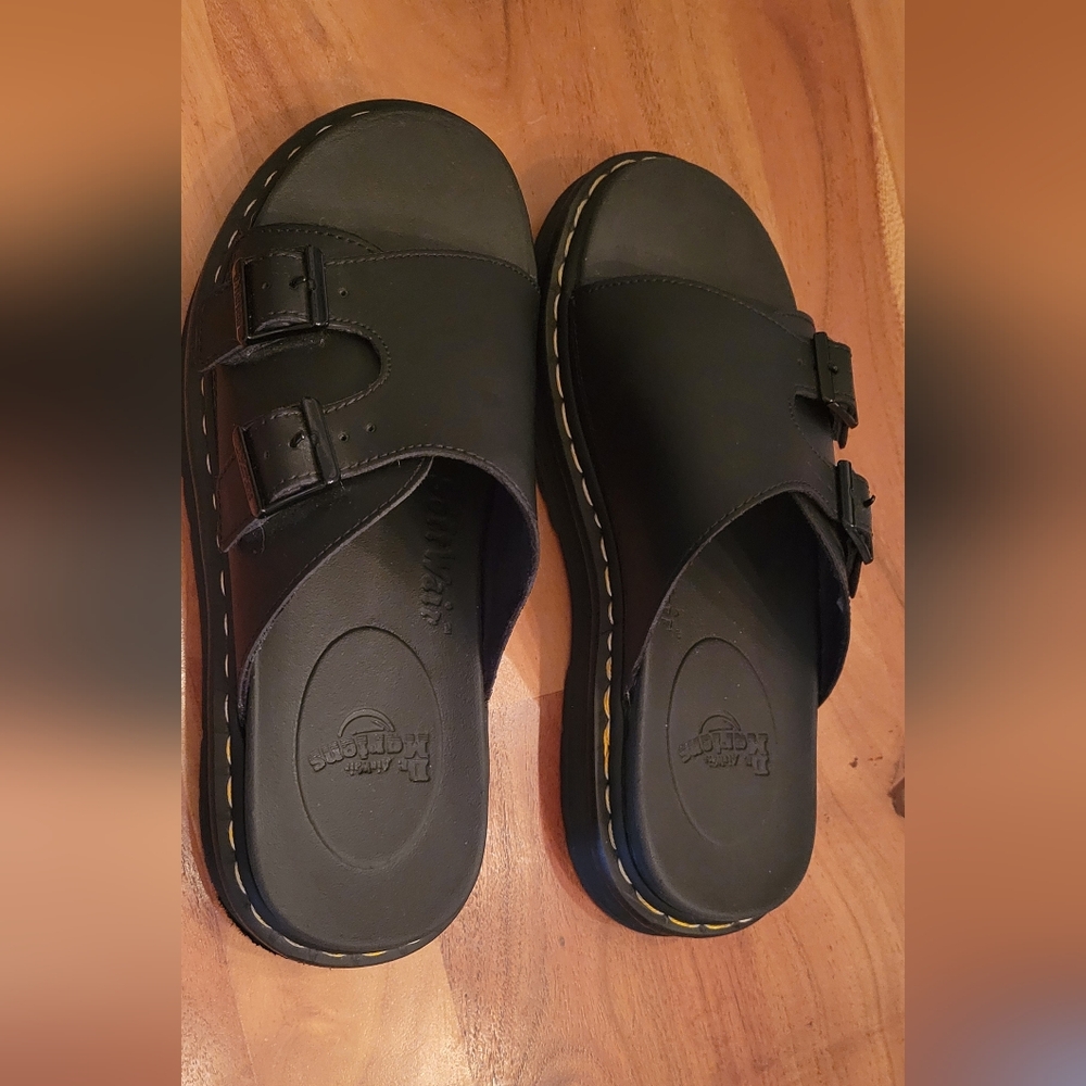 Dr. Martens Black Sandals with Sturdy Sole and Contoured Footbed